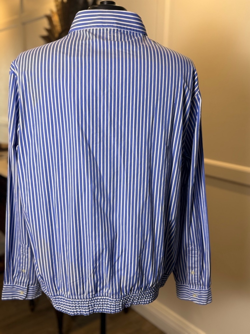 NWT Polo Ralph Lauren Men's XXL Blue White Stripe Zip Shirt Jacket - Picture 3 of 4